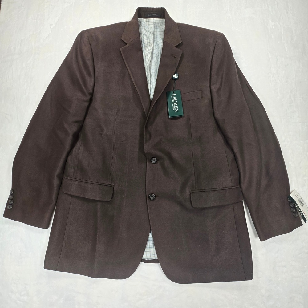 NWT Lauren Ralph Lauren Blazer 44L Dark Brown Faux Suede Sport Coat MSRP $225